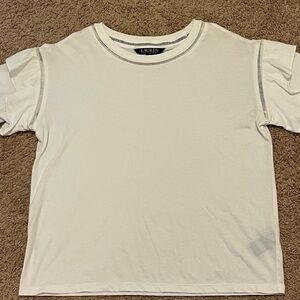 Ralph Lauren White Short Sleeve Tee with Contrast Stitching